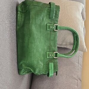 Green Crocodile-Embossed Leather Women's Tote Bag